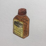 Parke Davis Alophen Tablets,  ink and watercolor on paper, 8 x 5 in.