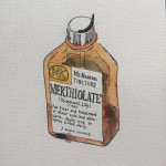 McKesson Merthiolate,  ink and watercolor on paper, 8 x 5 in.