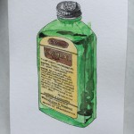 McKesson's Castor Oil,  ink and watercolor on paper, 8 x 5 in.