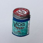 Vicks VapoRub,  ink and watercolor on paper, 8 x 5 in.
